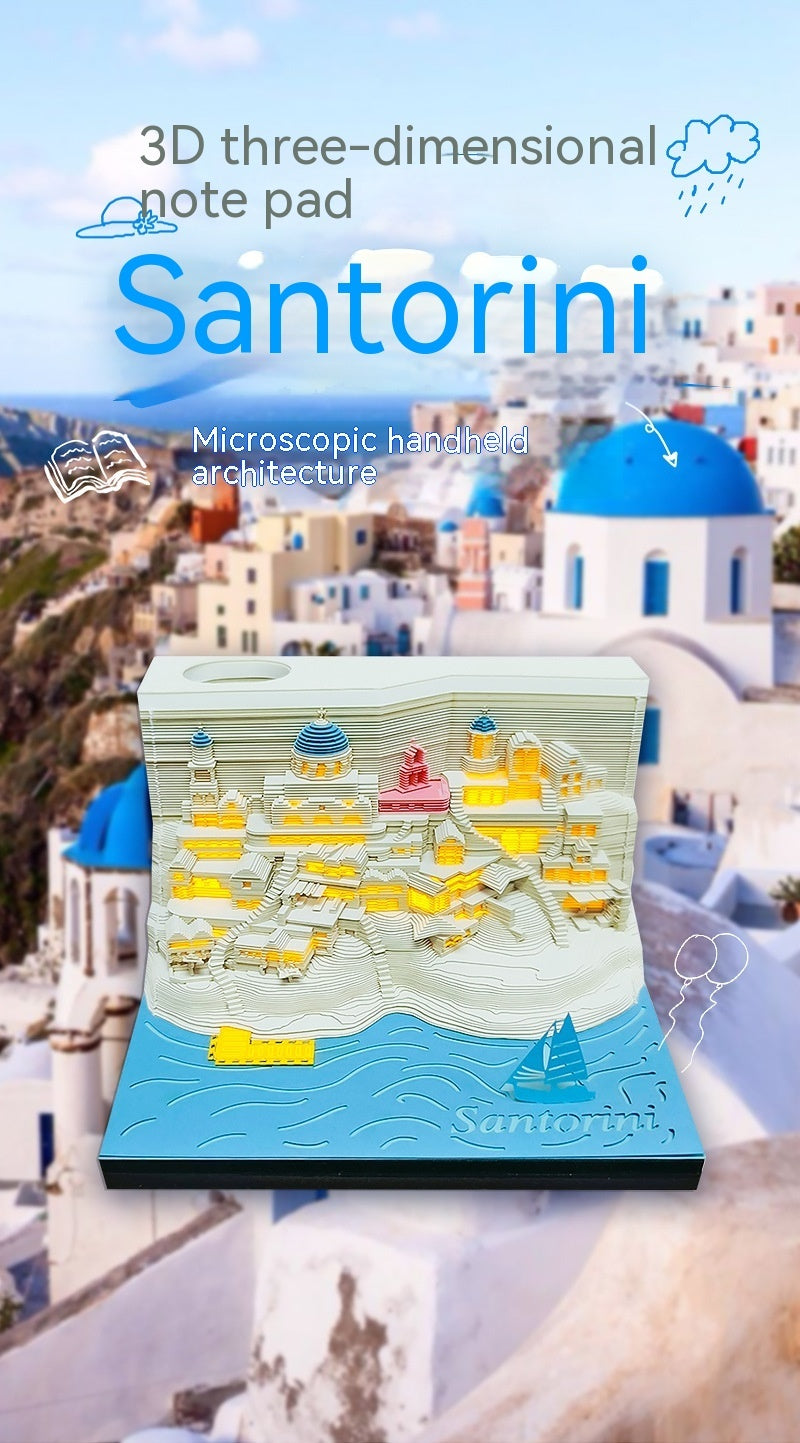 Cute Girl's Island Paper Carving Model Creative Gift 3D Three-dimensional Note Paper Gift