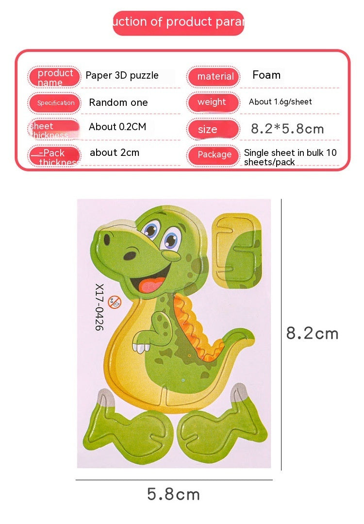 Cartoon Dinosaur 3D Puzzle Model Children DIY Handmade