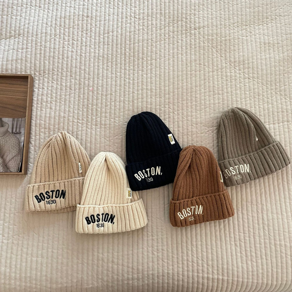 BOSTON Letter Children Woolen Knitted Hat