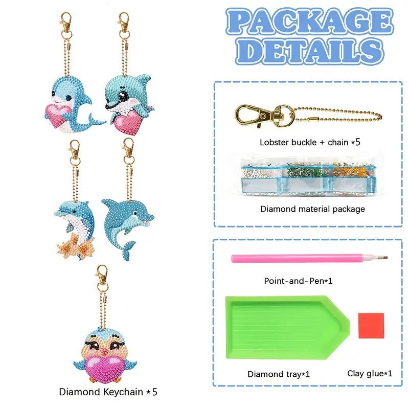 Fashion Dolphin Diamond Painting Keychain
