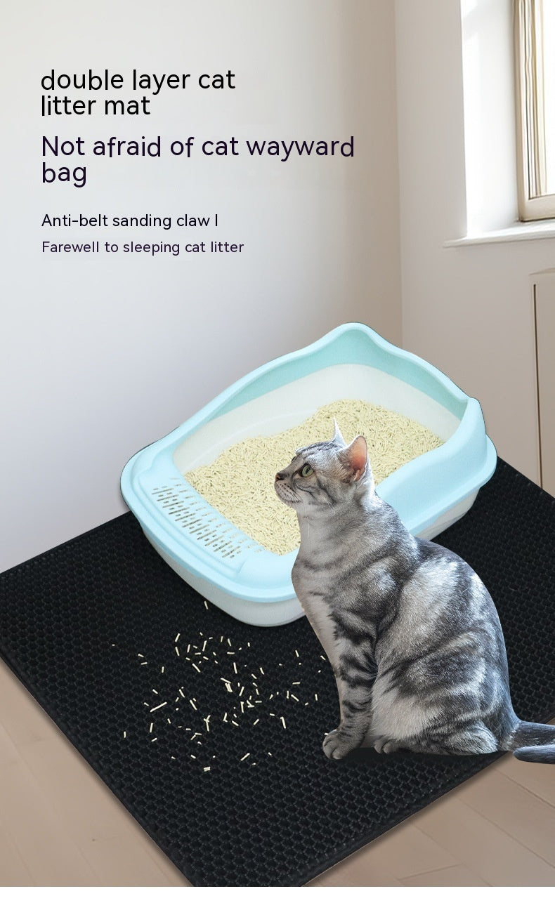 Pet Cat EVA Double Layer Basin Mat Anti-splash Filter Sand Cat Toilet Mat Wear-resistant Scratch-resistant Cattery Pad