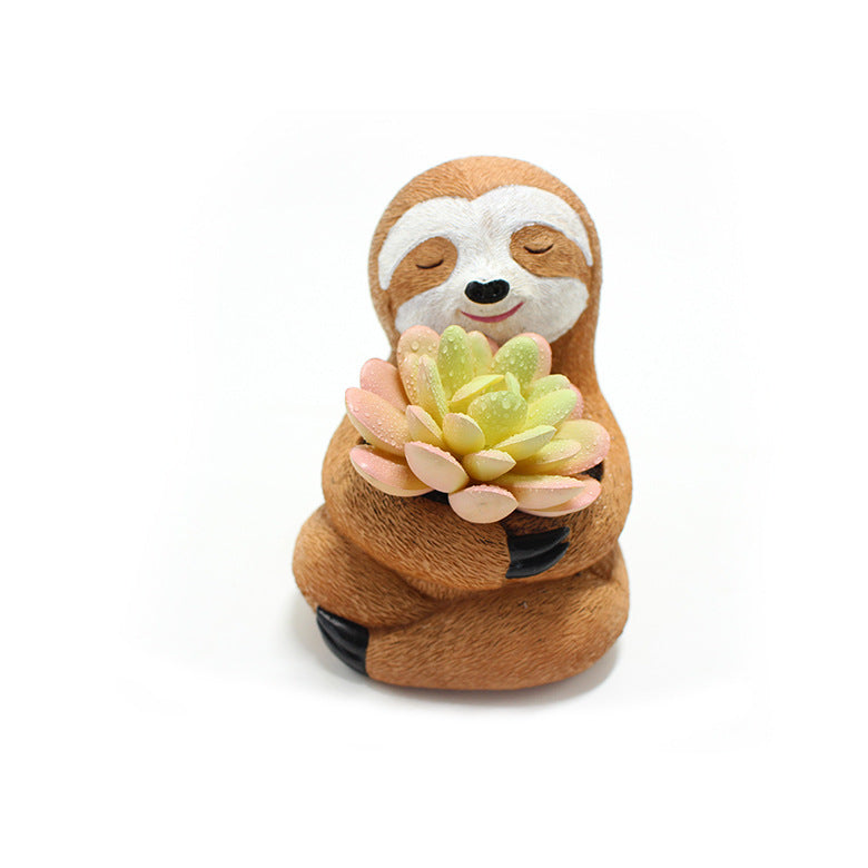 Hug Sloth Flower Pot Resin Craft Landscape Furnishing Articles Balcony Garden Planting Decorations