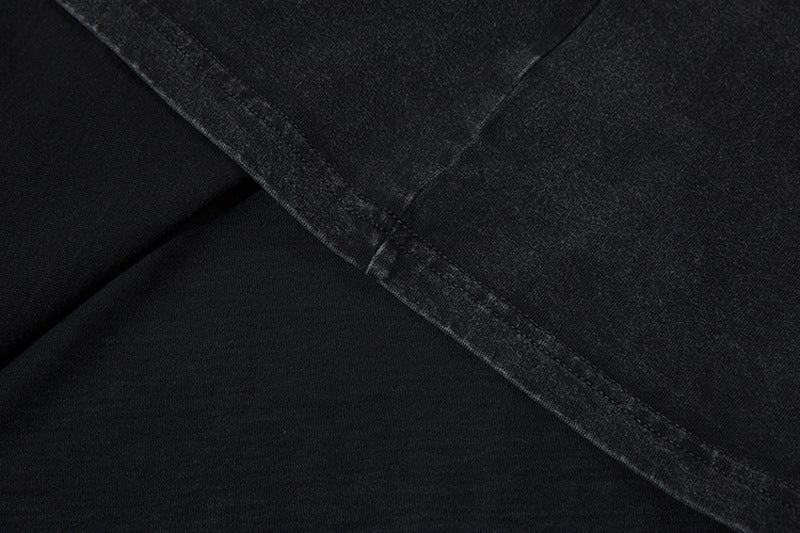 American Retro Hip Hop Washed Old Big Letter Graffiti Short Sleeve Men's Clothing