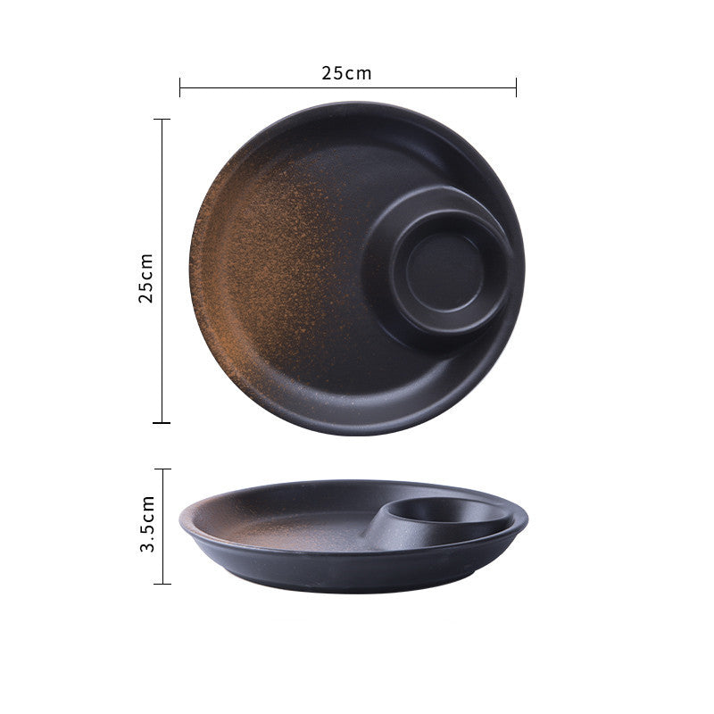 Creative Ceramic Japanese Dumpling Plate With Vinegar Dish