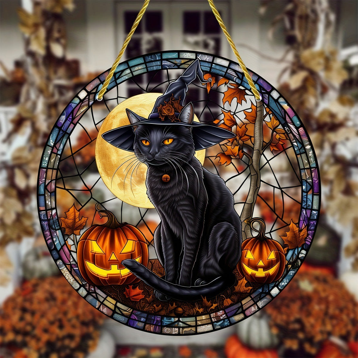Acrylic Halloween Witch Pendant Color Disc Wall Decorations