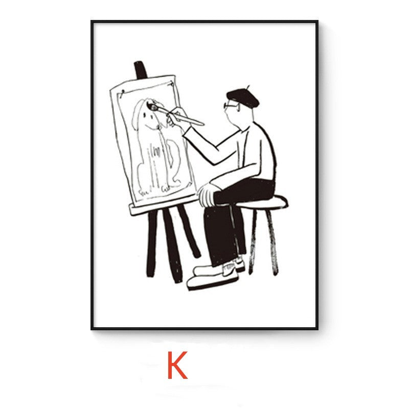 Cat And Dog Abstract Style Decorative Painting Interesting Art Style