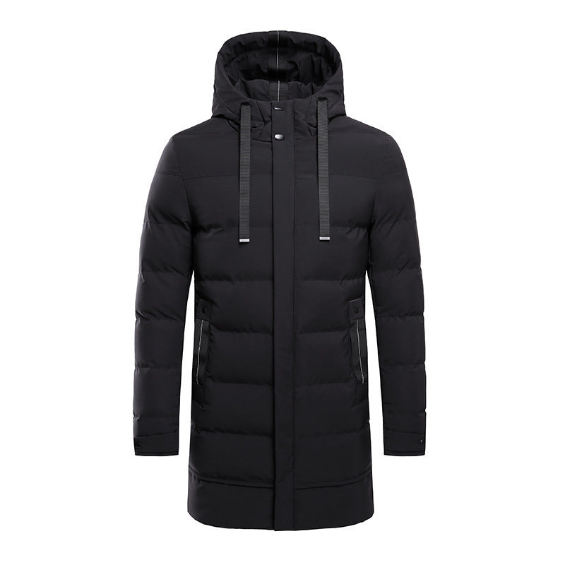 Winter New Men's Hooded Mid-length Down Cotton-padded Jacket