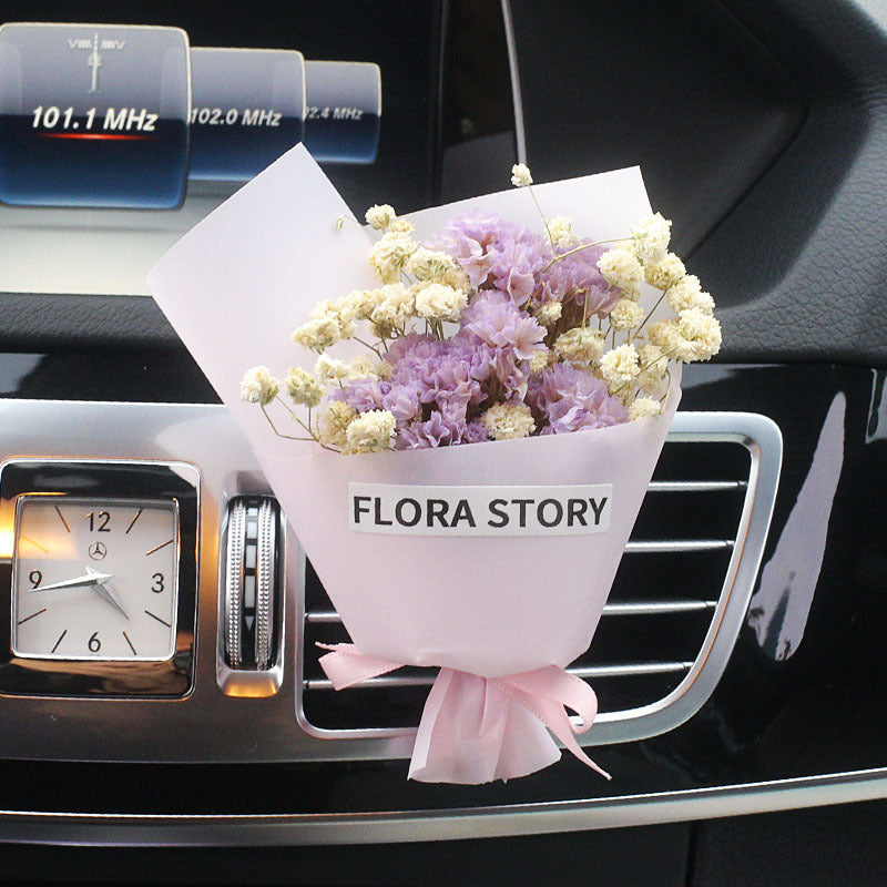 Fashion Creative Dried Flowers Decorative Car Female Motor Air Outlet Fragran