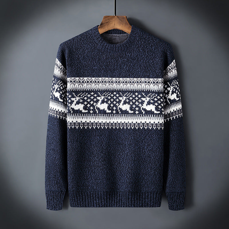 Men's contrast color plus fleece sweater