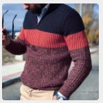 Men's sweater long sleeve color matching V-Neck Sweater