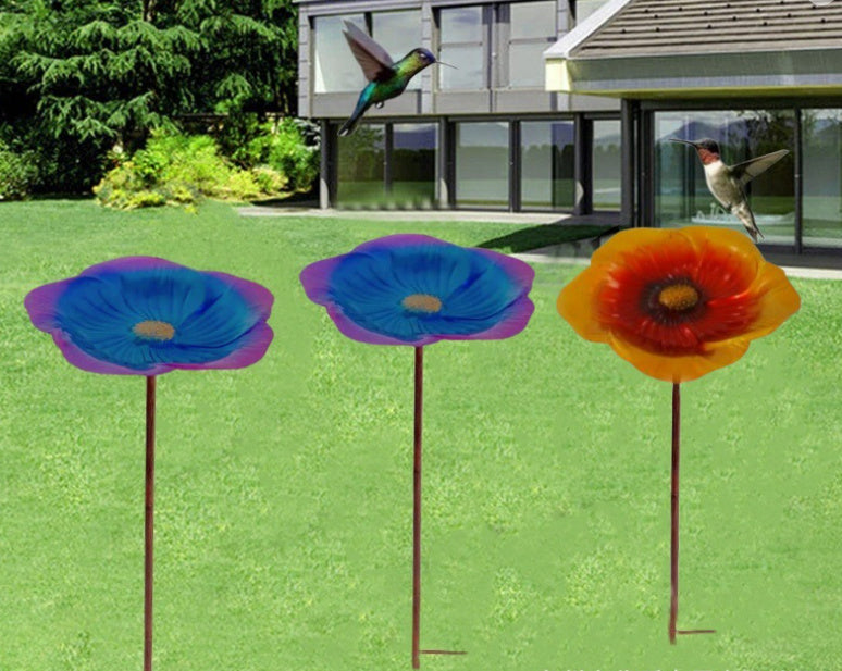 Ground Metal Flower With Sheep Hook Bird Feeder