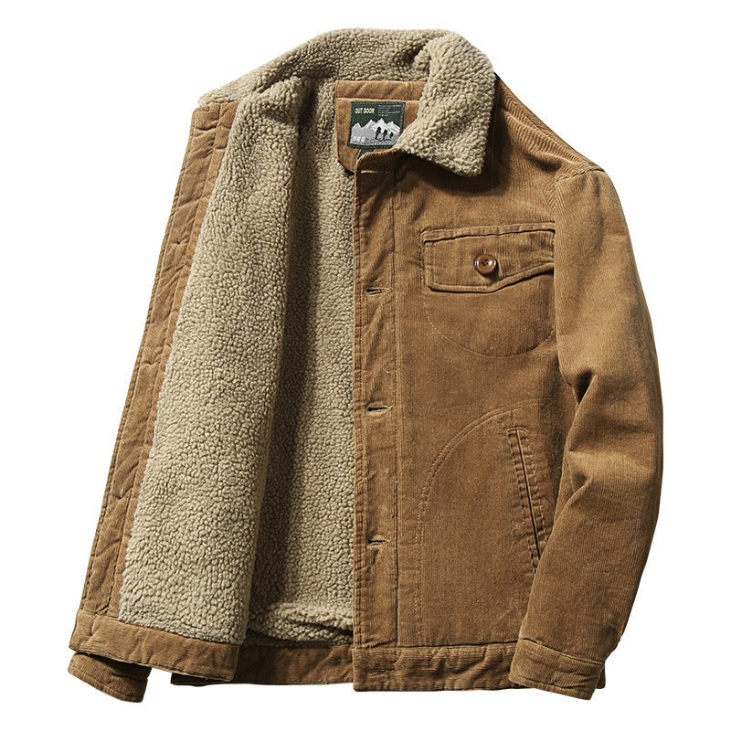 New Corduroy Men's Cotton Jacket with Stand Collar Cotton Jacket