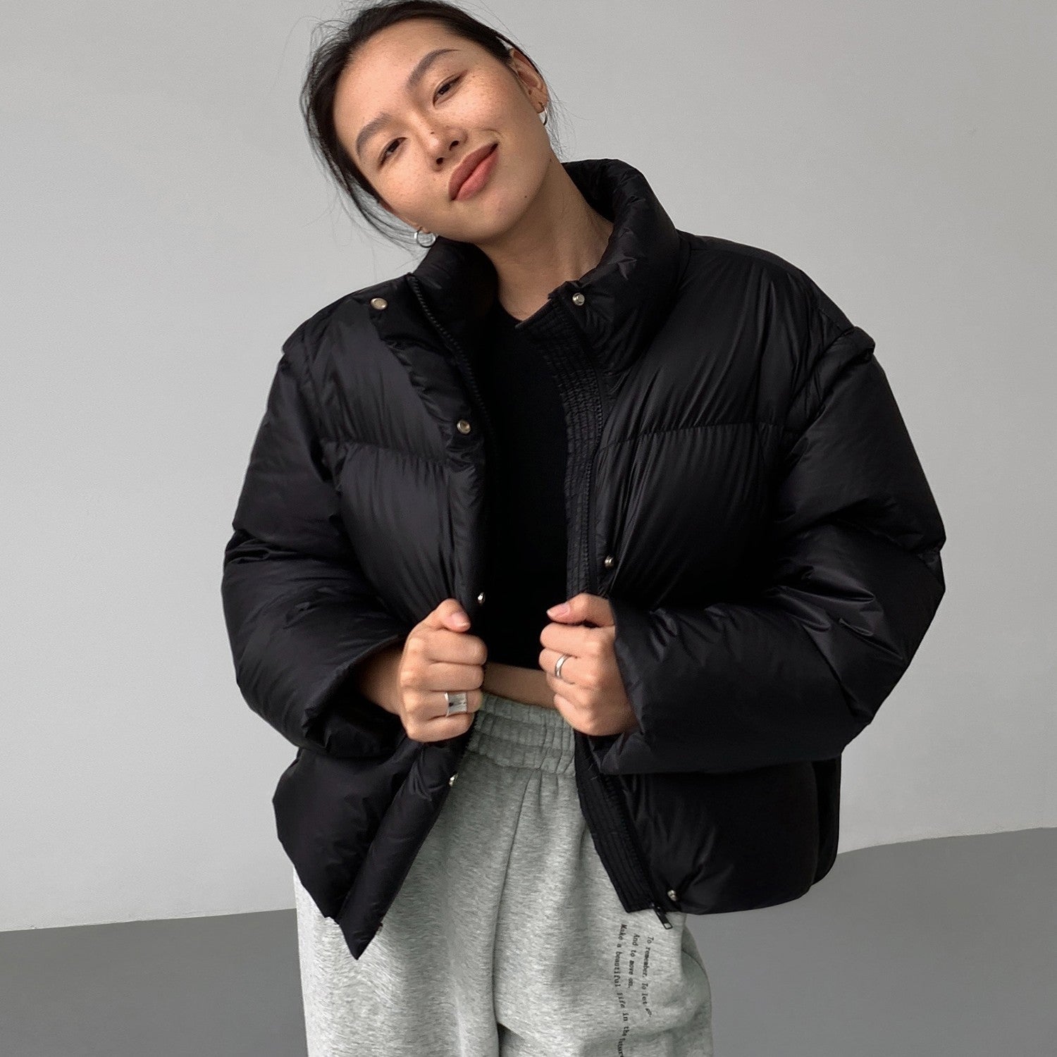 Loose White Duck Down Cotton-padded Jacket Coat