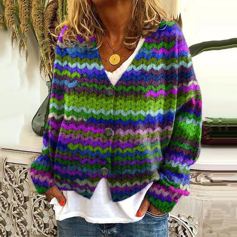 Christmas Abstract Printing Cloak Coat Cardigan Sweater
