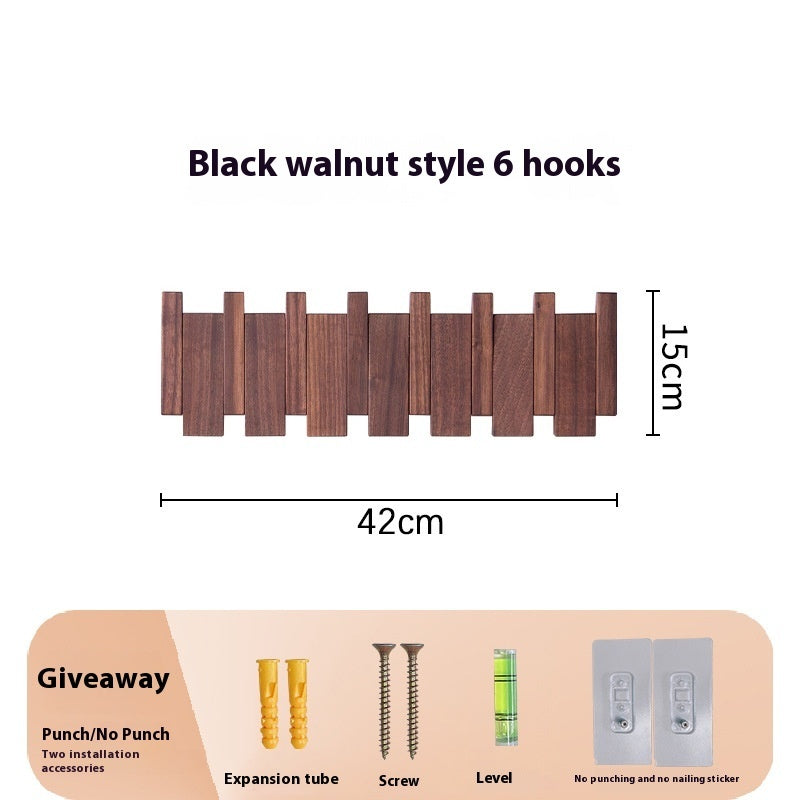 Clothes Hook Wall-mounted Entrance Hallway Hanger Punch-free Solid Wood Creative Keys Clothes