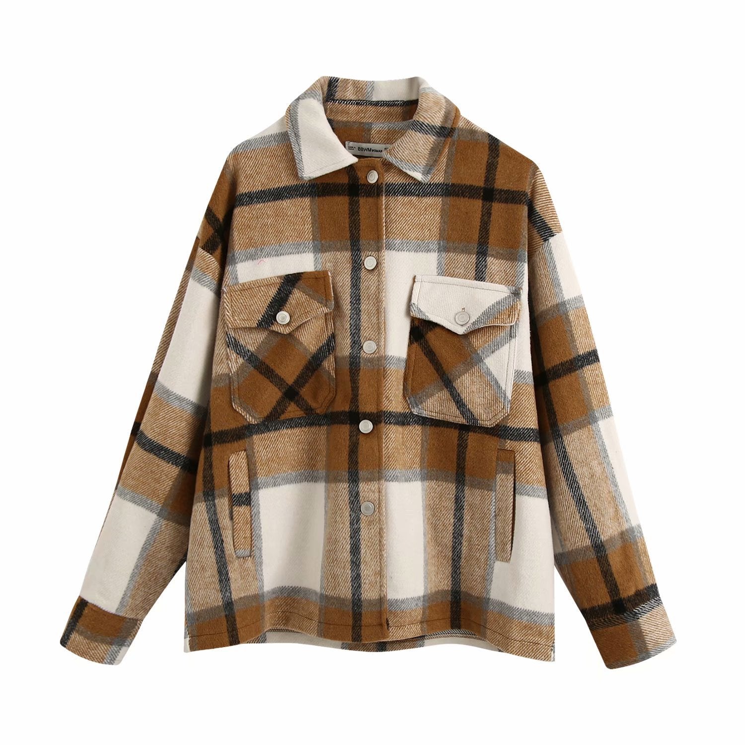 Ladies casual plaid shirt jacket