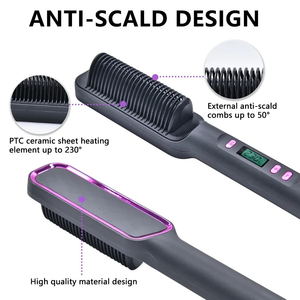 Electric Hot Comb Multifunctional Straight Hair Straightener Comb Negative Ion Anti-Scalding Styling Tool Straightening Brush, Default European Regulations When Placing An Order
