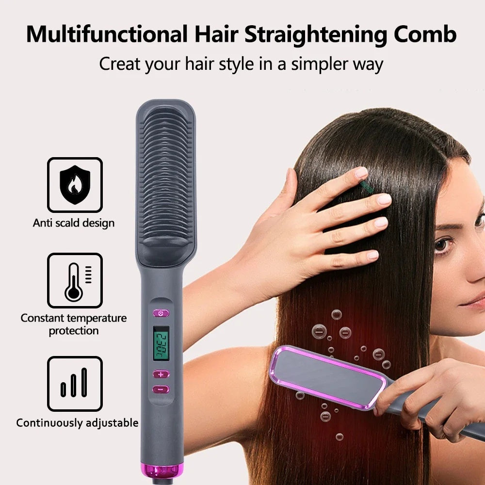 Electric Hot Comb Multifunctional Straight Hair Straightener Comb Negative Ion Anti-Scalding Styling Tool Straightening Brush, Default European Regulations When Placing An Order