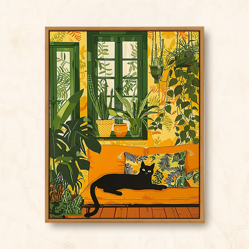 Diy Cartoon Digital Oil Painting Bedroom Paintings Cute Cat