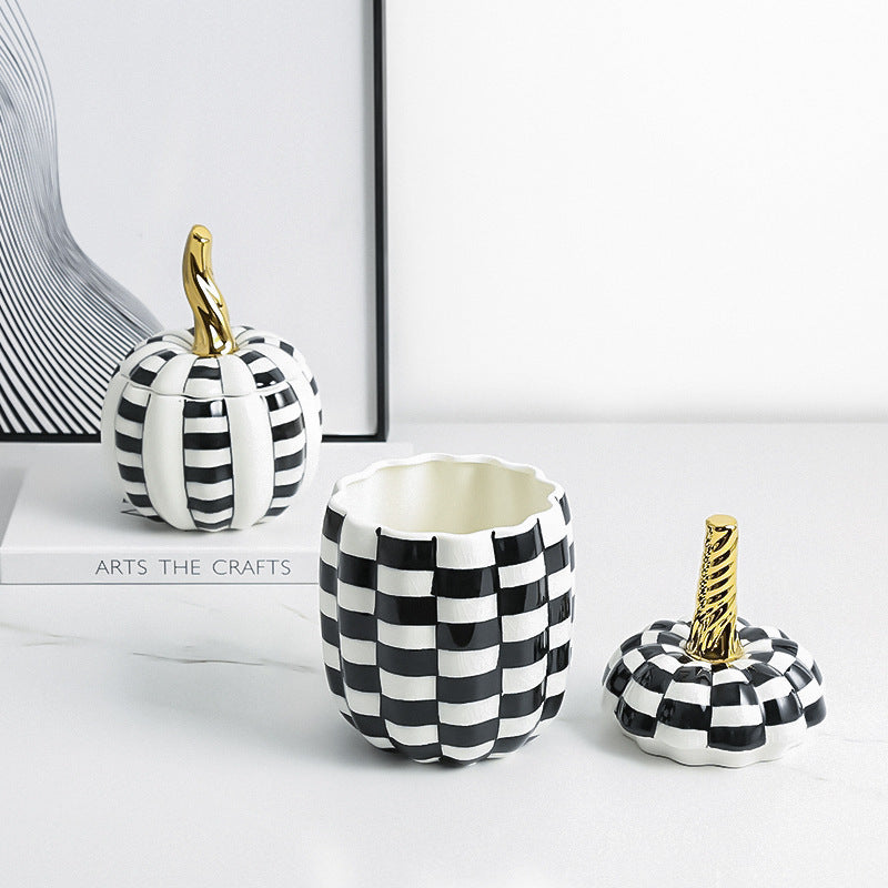 Hand Painted Ceramic Pumpkin Decorative Jar Sample Room Decoration