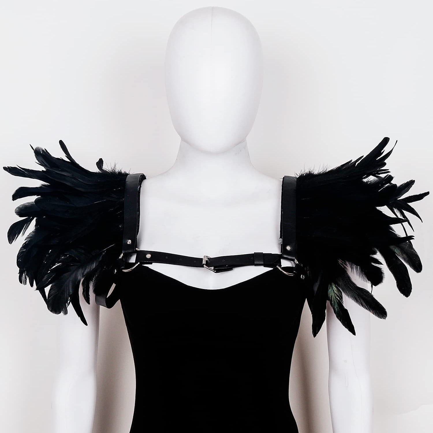 European And American Punk Gothic Feather Leather Shoulder Knot