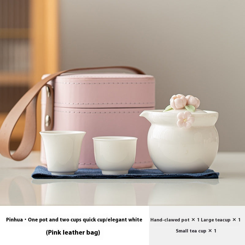 Travel Tea Set Quick Cup One Pot Two Cups Portable