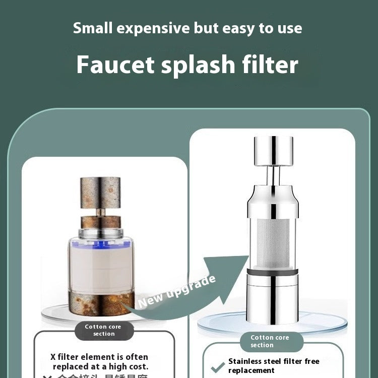 Alloy Kitchen Double Filter Splash-proof Filter Faucet