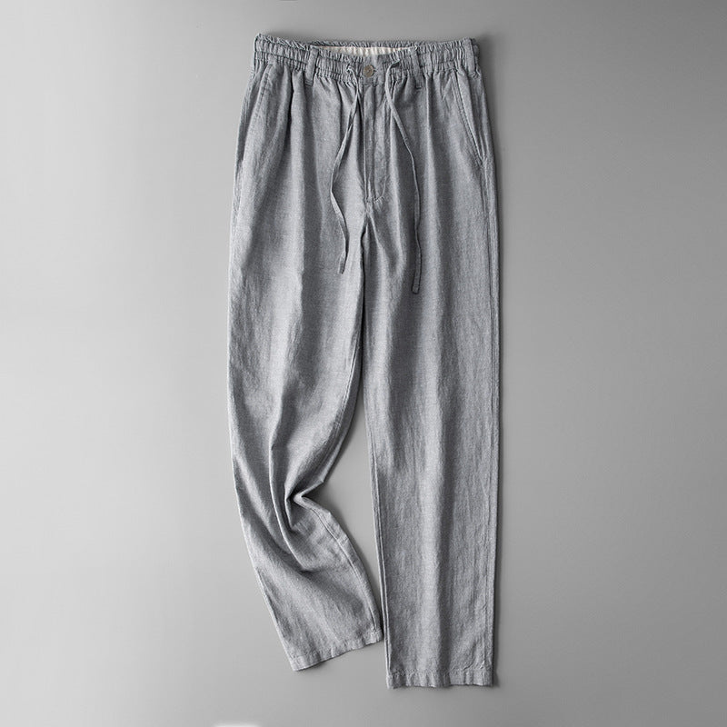 Elastic Waist Loose Cotton And Linen Men's Casual Pants