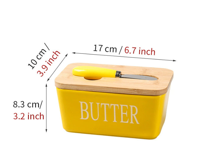Butter Box Sealed Can Butter Bamboo Cover Cheese With Knife