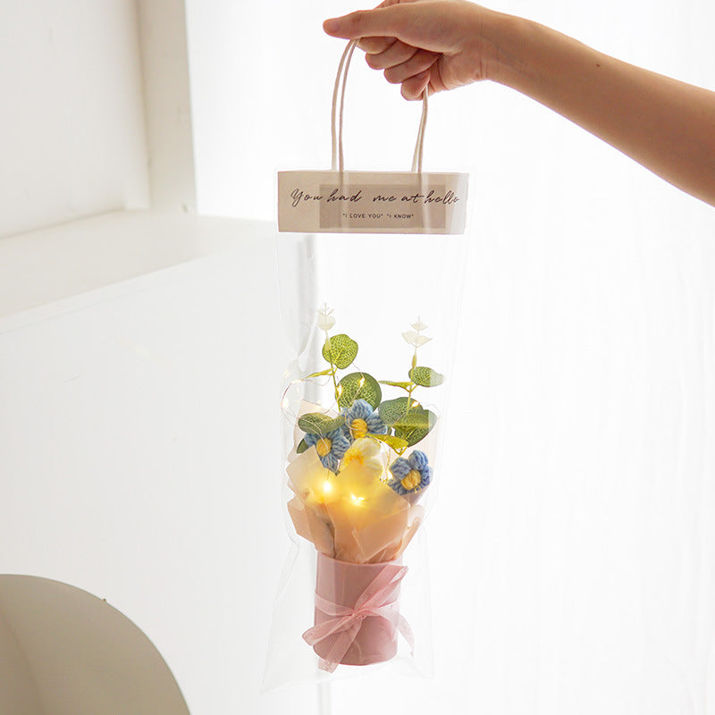 Handmade Crochet Puff Flower Night Light Handbag