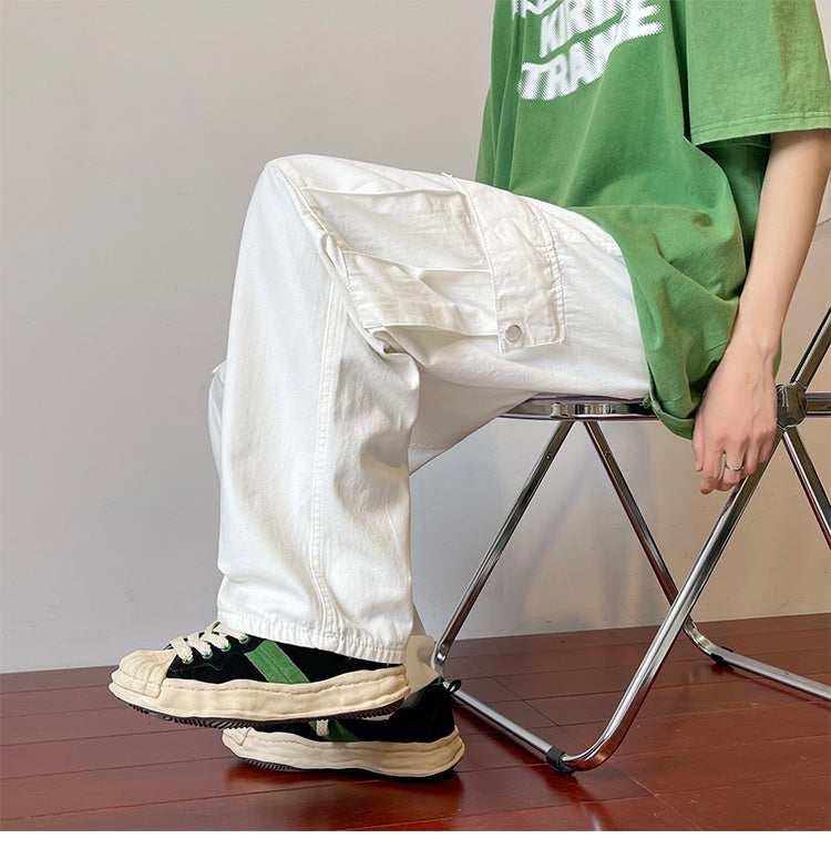 High Street Men Straight Loose Wide Leg Pants