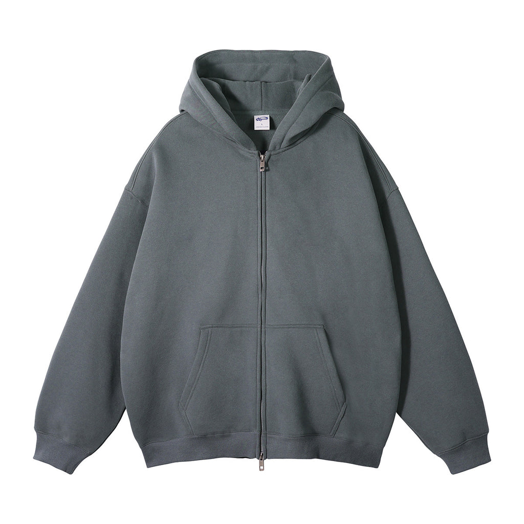 Men's Fleece-lined Thickened Double-headed Zipper Hooded Sweater