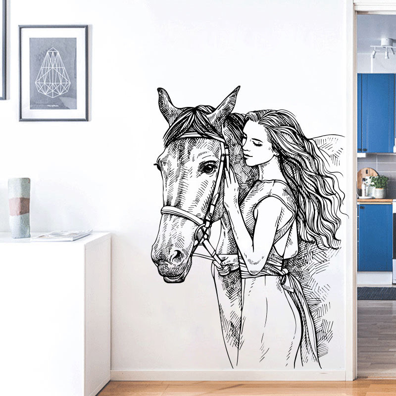 Family Sketch Steed Beauty Wall Sticker