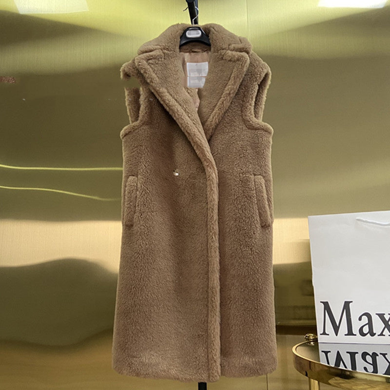 Women's Fur Long Profile Vest Jacket