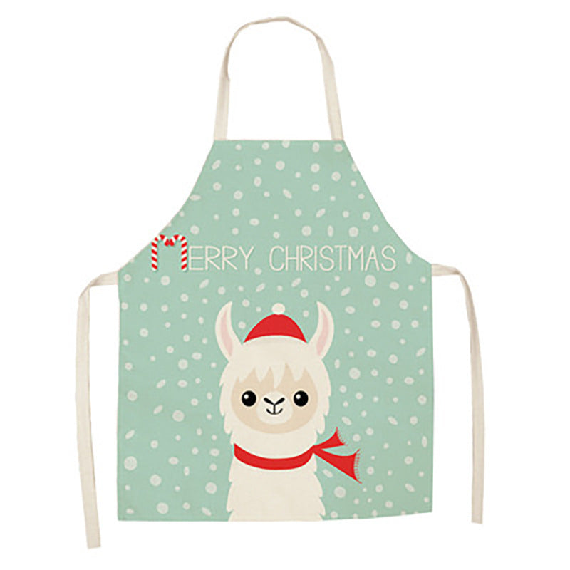 Cartoon Alpaca Cactus Cotton Linen Apron