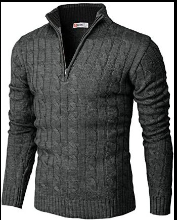 Men's Knitted Zippered Mock-neck Polo Sweater