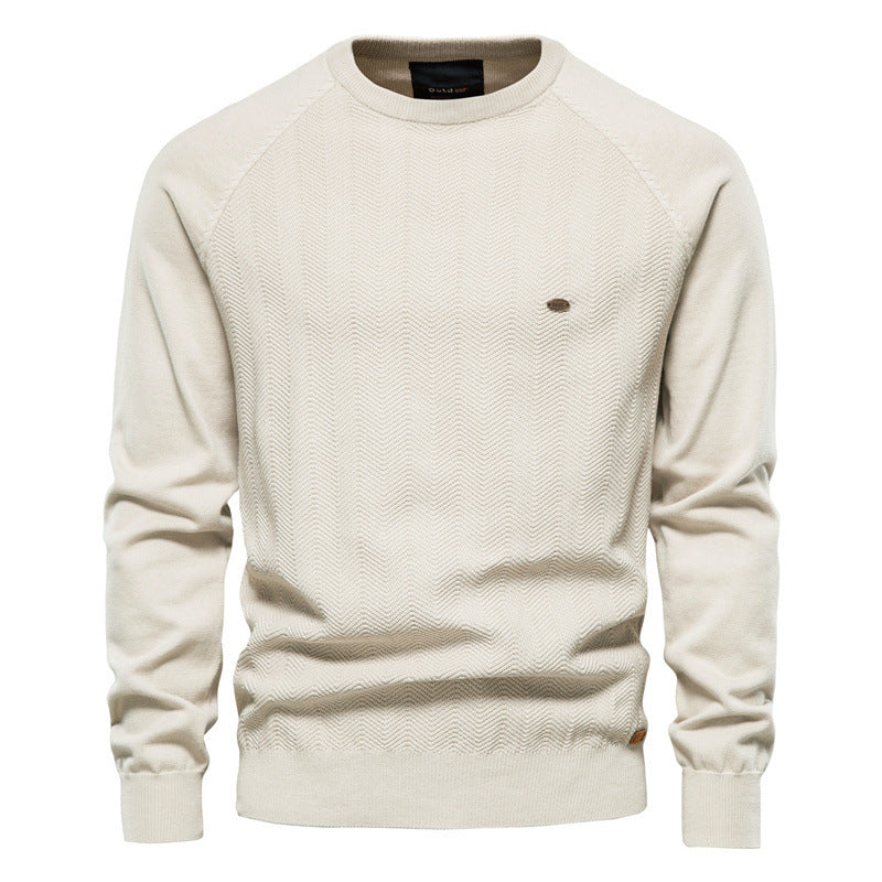 New Men's Solid Color Raglan Sleeve Sweater Casual Men's