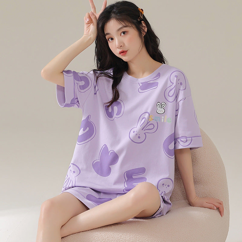 Pajamas Summer Women's Suit Pure Cotton High-grade Short-sleeved Shorts