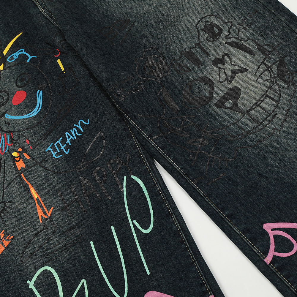 Graffiti Straight-leg Trousers Hip Hop Men