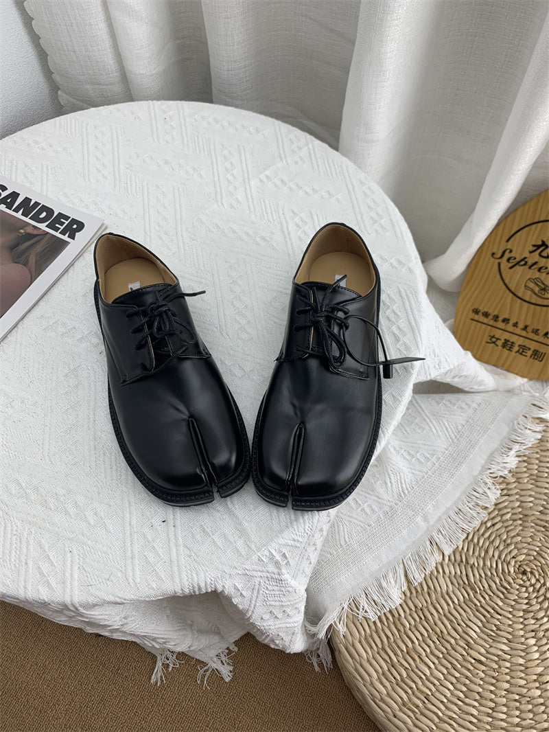 English Style Horseshoe Flat Sole Small Leather Shoes For Women