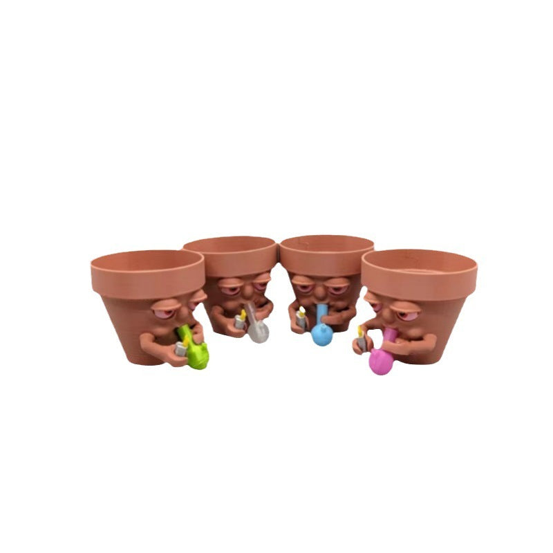 Simple Cartoon Smoking Creative Flower Pot Resin Crafts