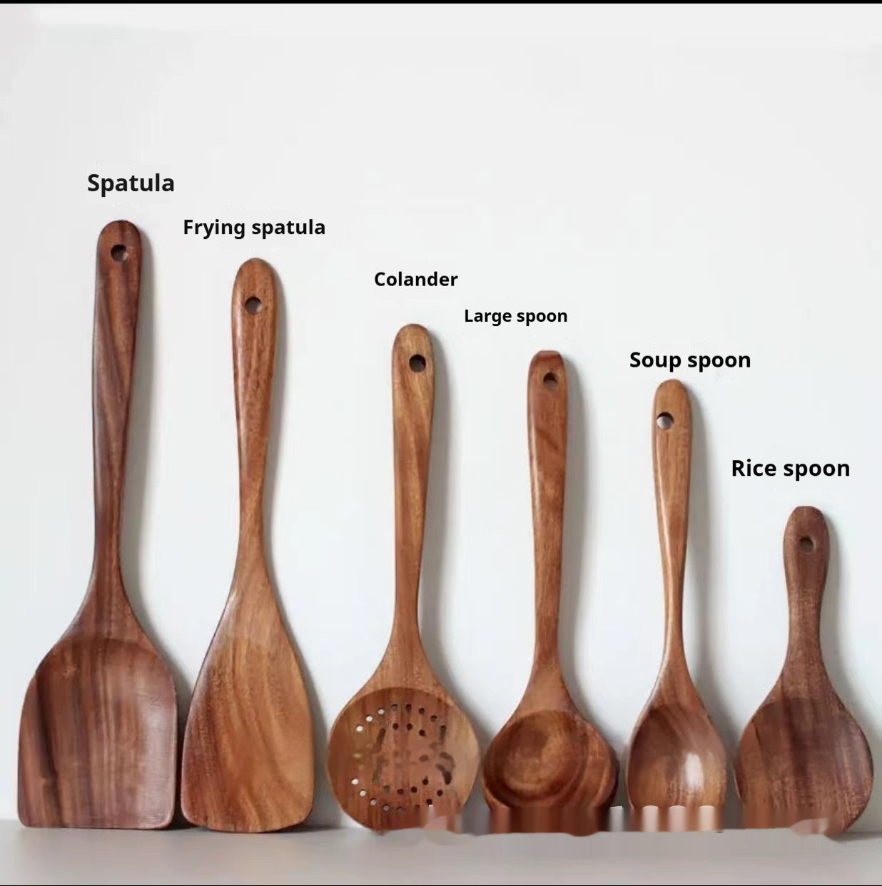 Spatula Kitchenware Suit Teak Head Shovel Salad Stir Soup Pasta Spoon Kitchen