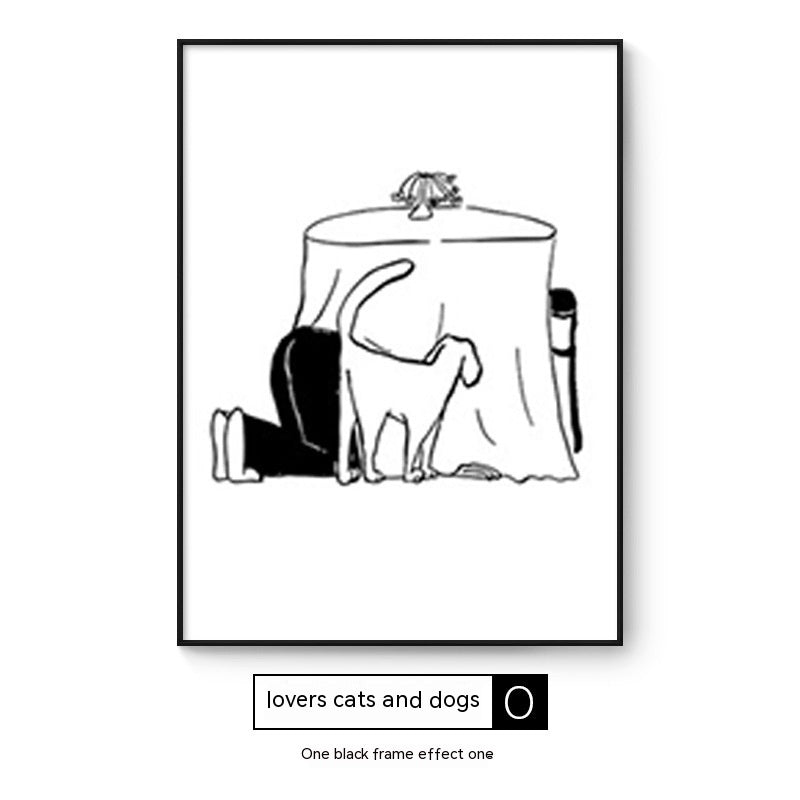 Cat And Dog Abstract Style Decorative Painting Interesting Art Style