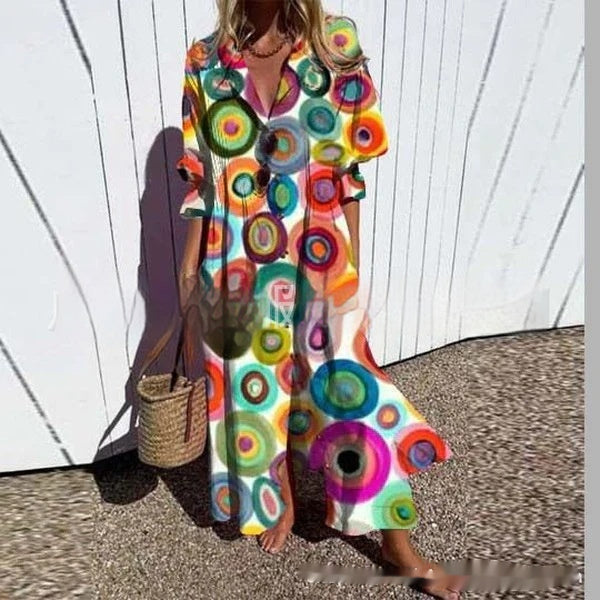 European And American Ladies Casual Printing Temperament Commute Dress