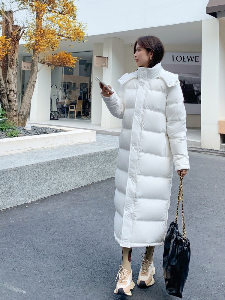 New Long Down Jacket Female Ultralong Overknee Thickened White Duck Down Coat