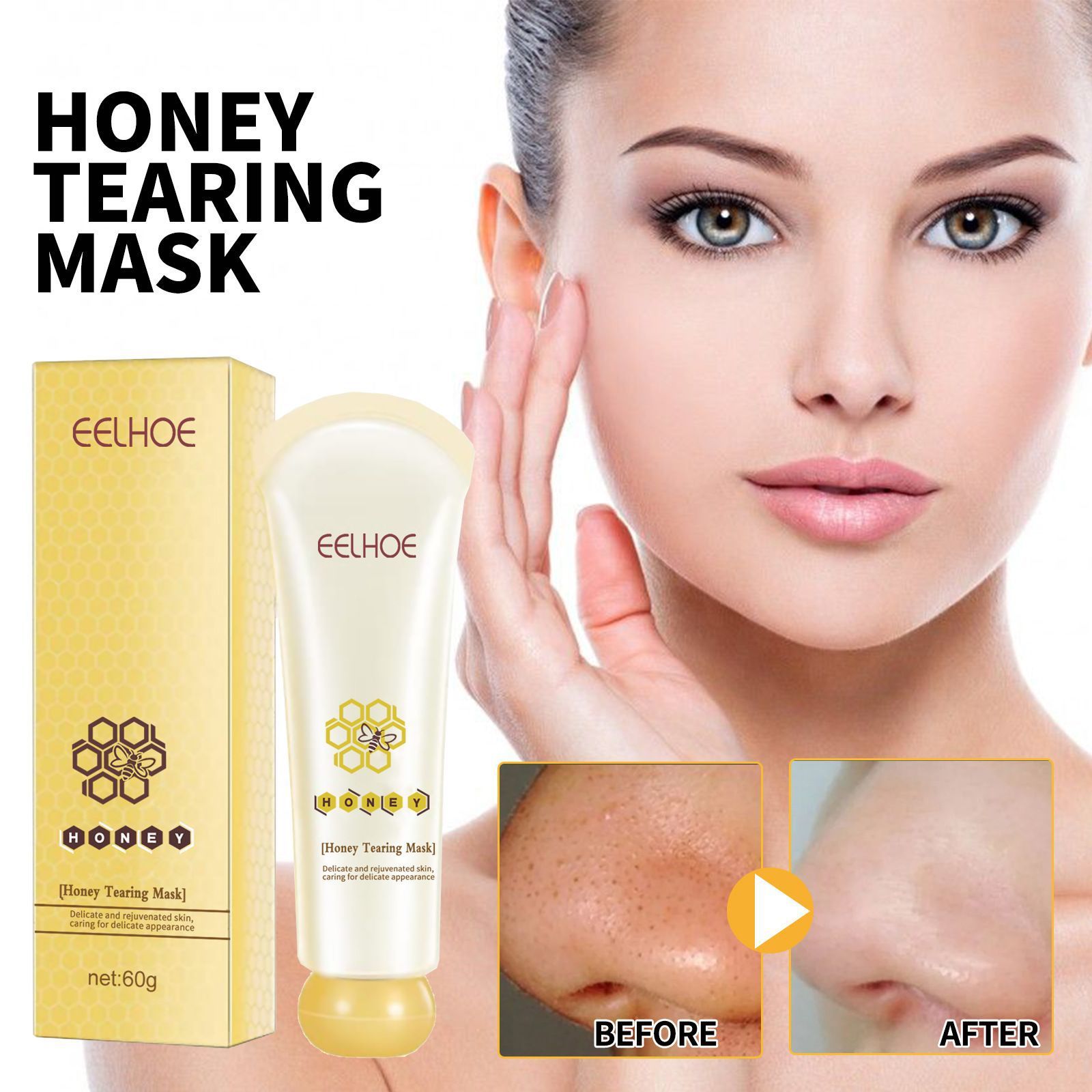 Honey Tearing Mask Nourishing Moisturizing Acne Skin Blackhead Removal Fading Wrinkle Firming