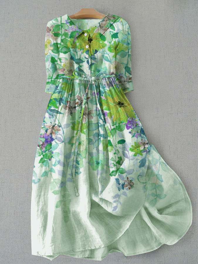 Women's Shirt Wide Hem Printed Dress