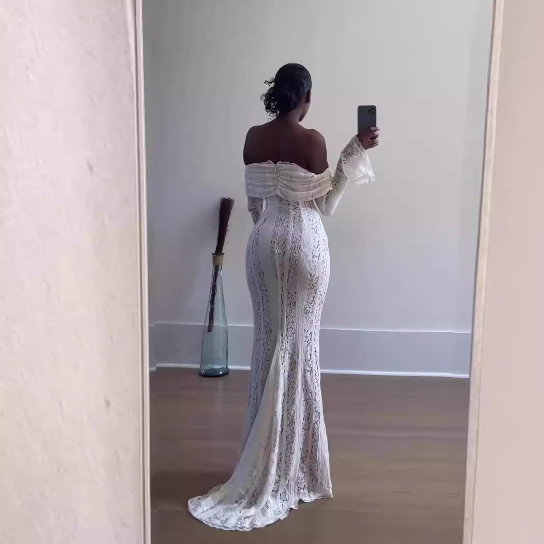 Fairy Gentle Off-shoulder Tube Top Lace Dress