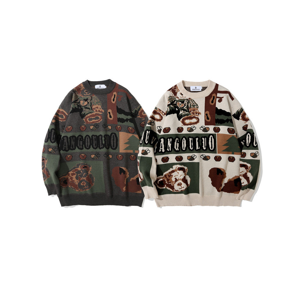 European And American Style Vintage Jacquard Knitted Sweater