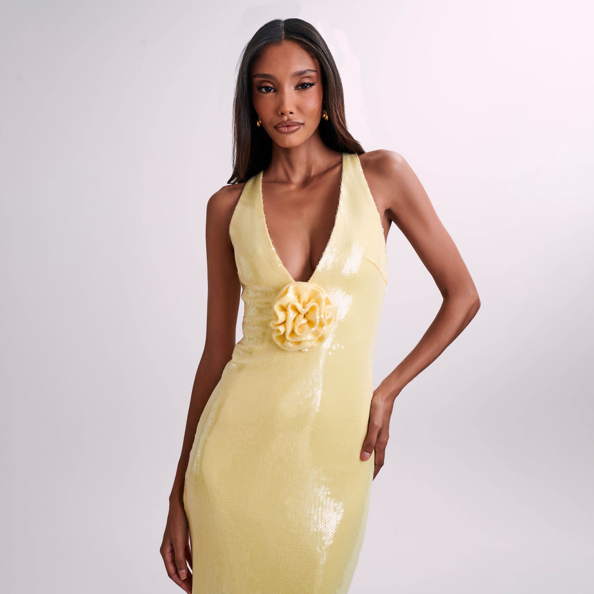 Hollow Backless Party Sequins Split Dress